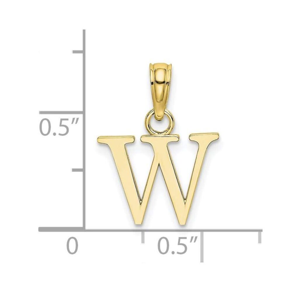 10k Yellow Gold Polished W Block Initial Charm - image 8
